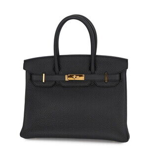 Hermes Birkin 30 Black Taurillon Clemence Leather A Stamp HERMES Handbag Women's